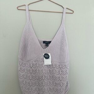 Go Lace Knit Tank Top - Cream